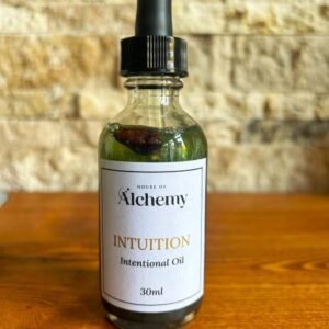 Front View of Intuition Intentional Oil by The House of Alchemy, designed for enhancing intuition and awakening inner wisdom, with essential oils, crystals and botanicals